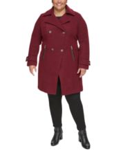 Plus size discount red pea coat