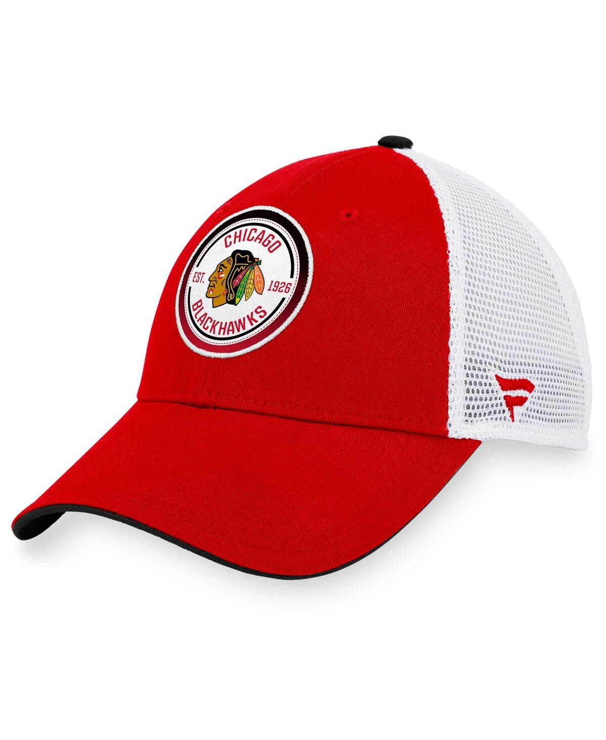 Fanatics Men's  Red, White Chicago Blackhawks Iconic Gradient Trucker Snapback Hat In Red,white