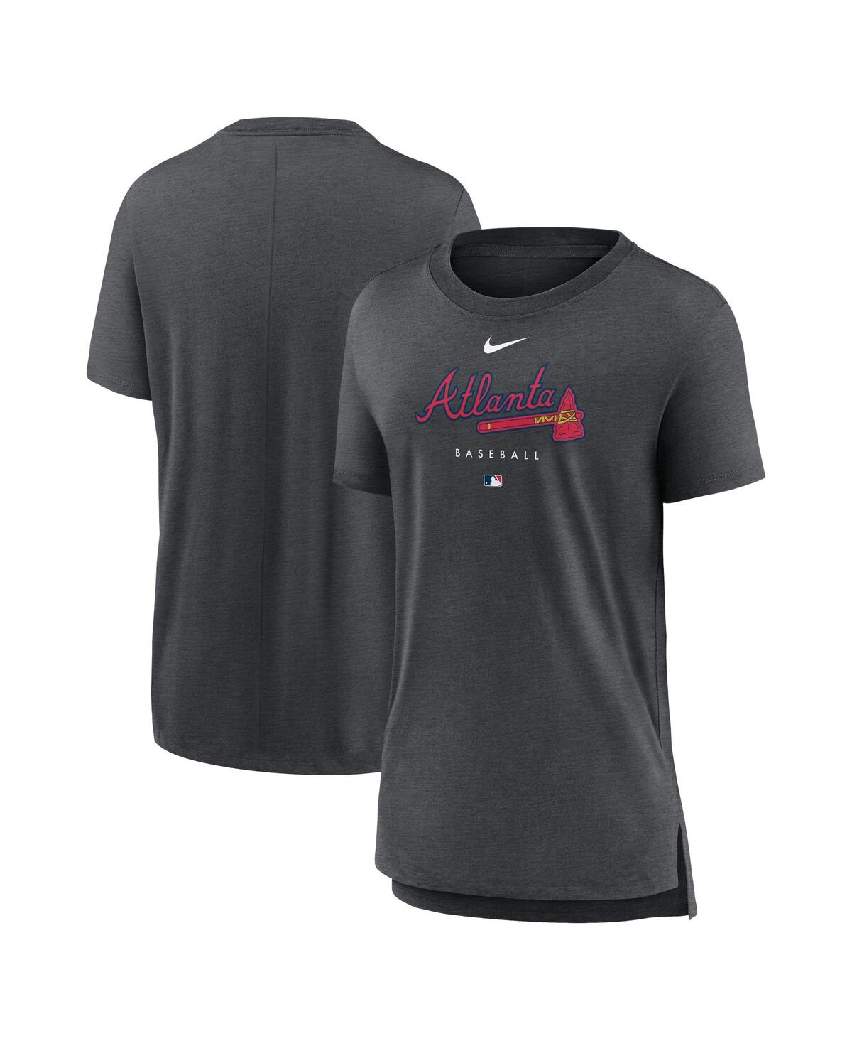 Nike Women's  Heather Charcoal Atlanta Braves Authentic Collection Early Work Tri-blend T-shirt