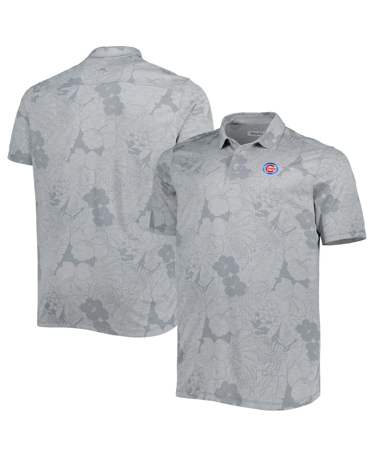 TOMMY BAHAMA MEN'S TOMMY BAHAMA GRAY CHICAGO CUBS BIG AND TALL MIRAMAR BLOOMS POLO SHIRT