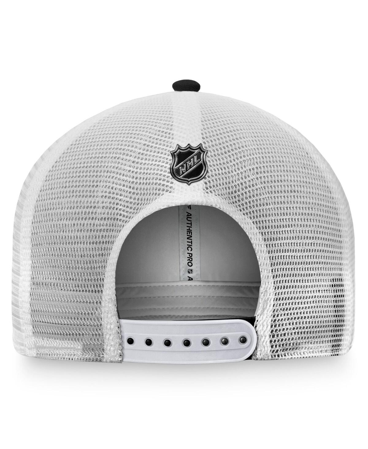 Fanatics Men's  Black, White Chicago Blackhawks Authentic Pro Trucker Snapback Hat In Black,white