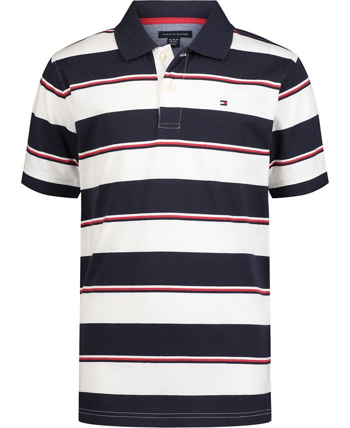 Tommy Hilfiger Big Boys Short Sleeves Striped Polo T-shirt - Macy's