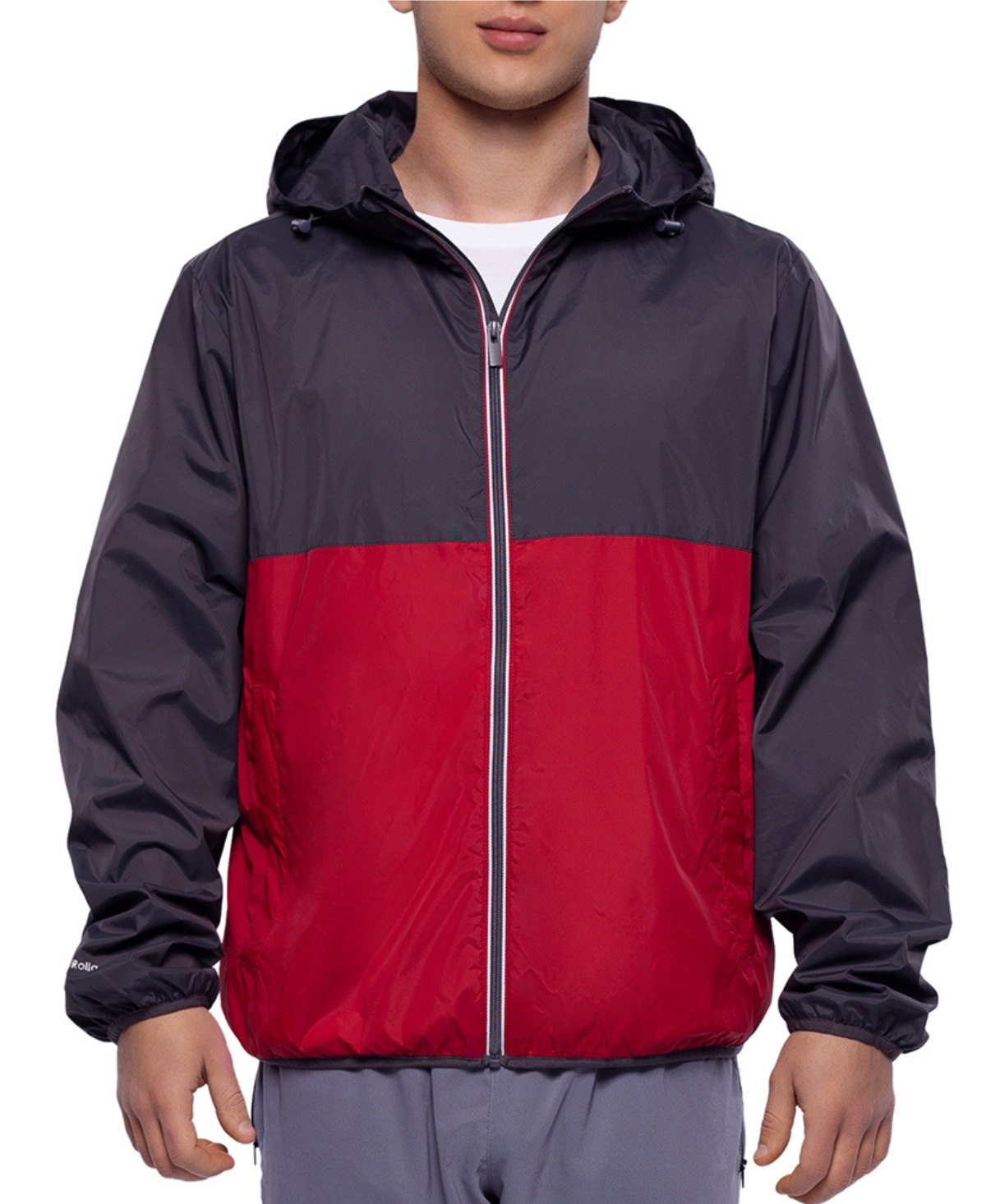 Men's Packable Mesh lined Lightweight Windbreaker Jacket - Gray red