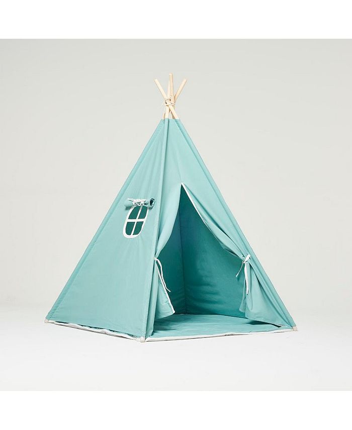 RocketBaby Cotton Canvas Teepee Play Tent with Soft Carpet Green Macy's