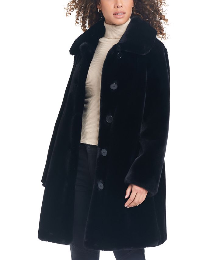 Macy's black faux 2025 fur coat