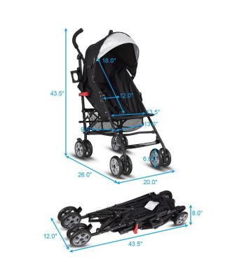 Toddler Folding Lightweight Umbrella Travel Stroller w/ Storage Basket