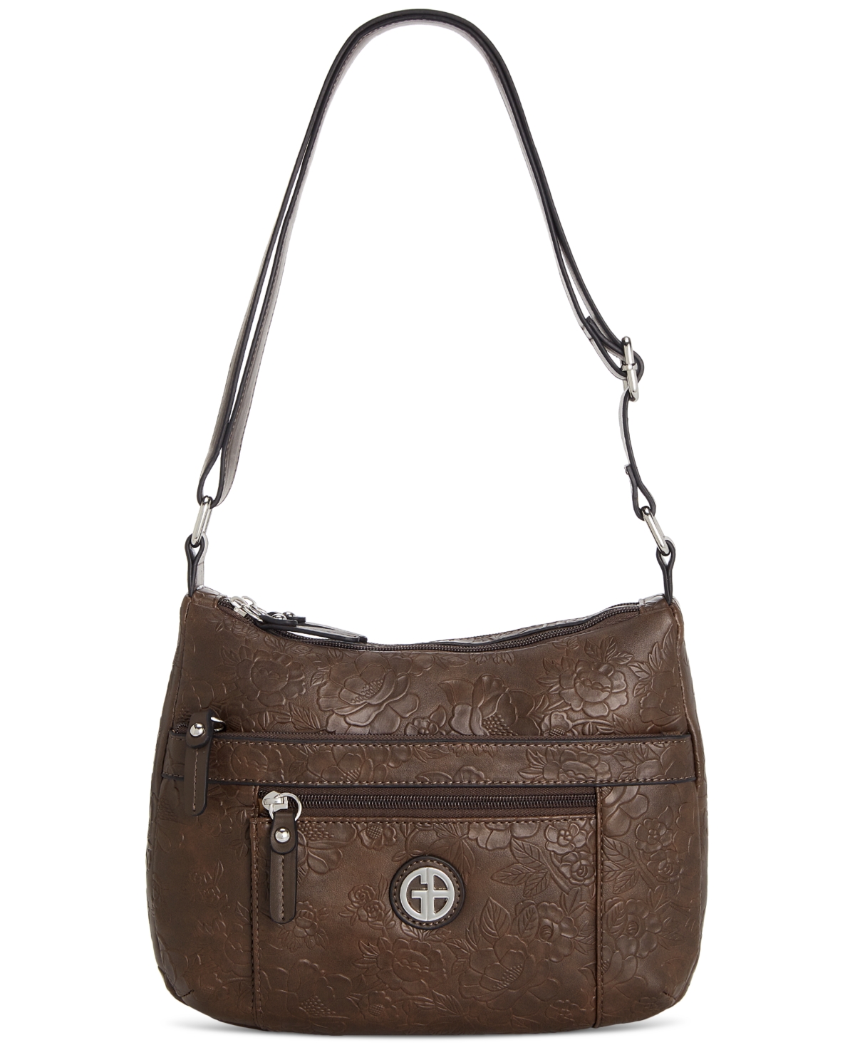 Faux Leather Tooling Hobo, Created for Macy's - Chocolate