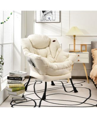 Modern Polyester Fabric Lazy Chair Single Sofa Chair w/Side Pocket