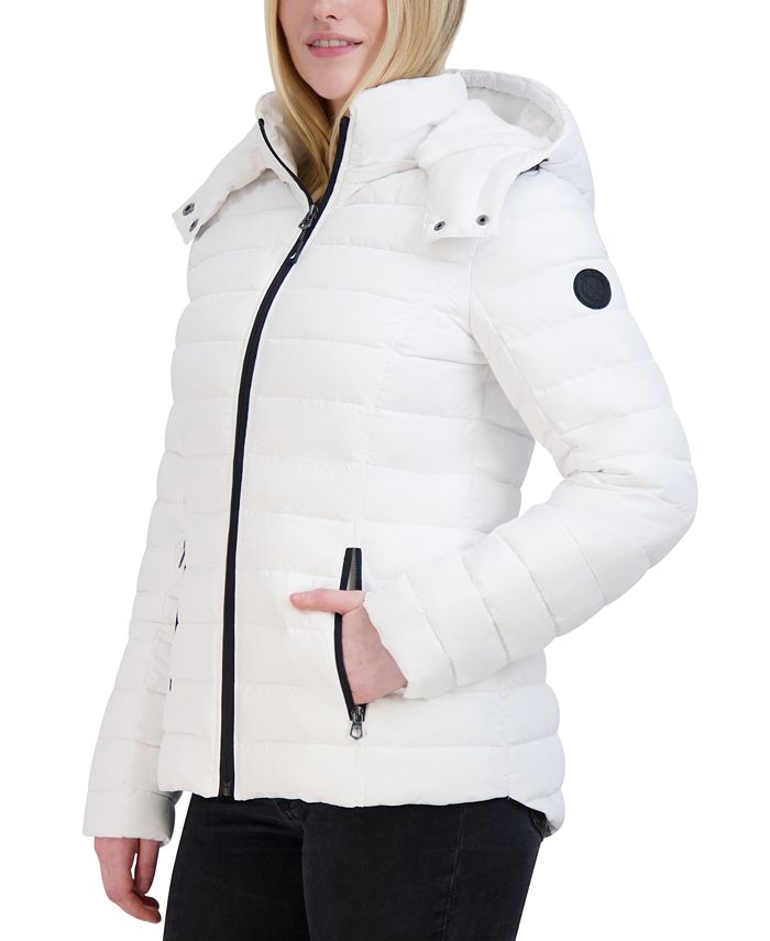 Nautica Women's Hooded Packable Puffer Coat Purple Size Small