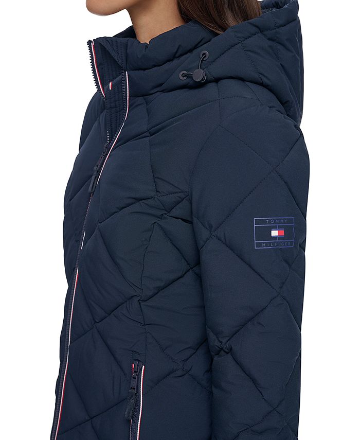 Tommy Hilfiger Women's Diamond Quilted Hooded Packable Puffer Coat