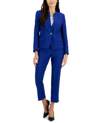 Le Suit Women's One-Button Pants Suit Butter/Black Size US 12