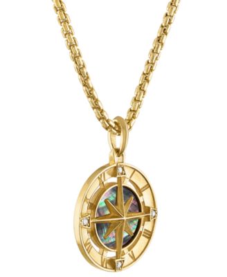 Men's Marine Star Diamond (1/20 ct. t.w.) Pendant Necklace in 14k Gold-Plated Sterling Silver, 24" + 2" extender