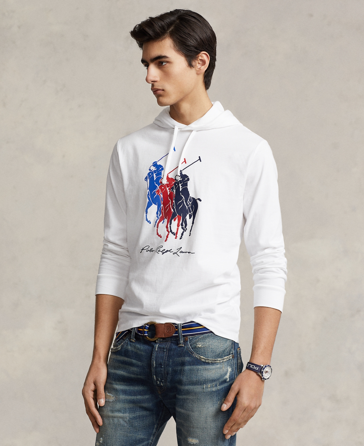 Polo Ralph Lauren Men s Big Tall Big Pony Jersey Hooded T shirt