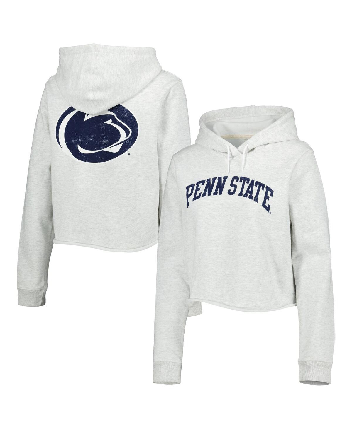 League Collegiate Wear Women's  Ash Penn State Nittany Lions 2-hit 1636 Cropped Pullover Hoodie In Ash