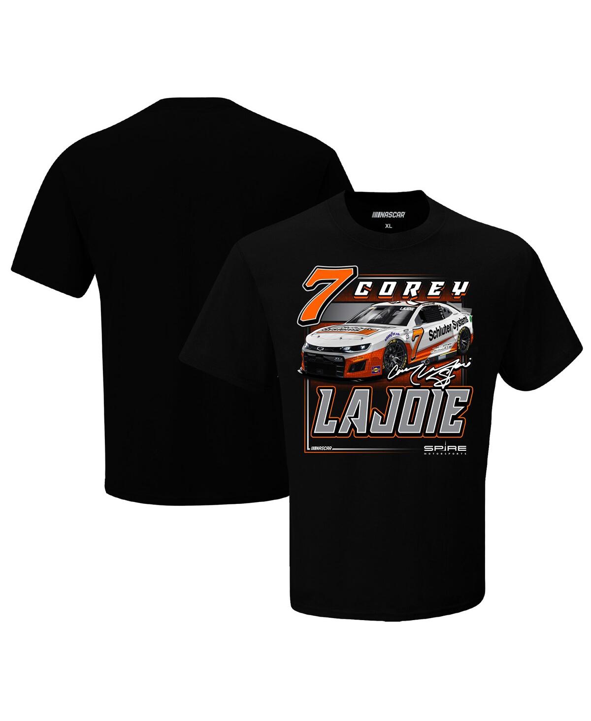 Men's Checkered Flag Sports Black Corey LaJoie Schluter Systems Car T-shirt - Black