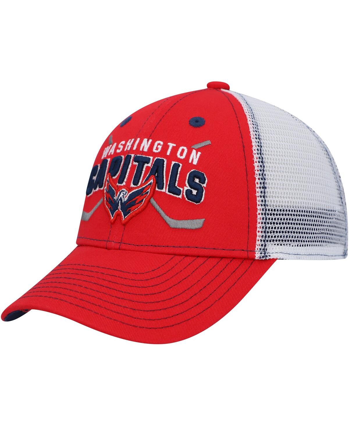 Shop Outerstuff Big Boys And Girls Red, White Washington Capitals Core Lockup Trucker Snapback Hat In Red,white
