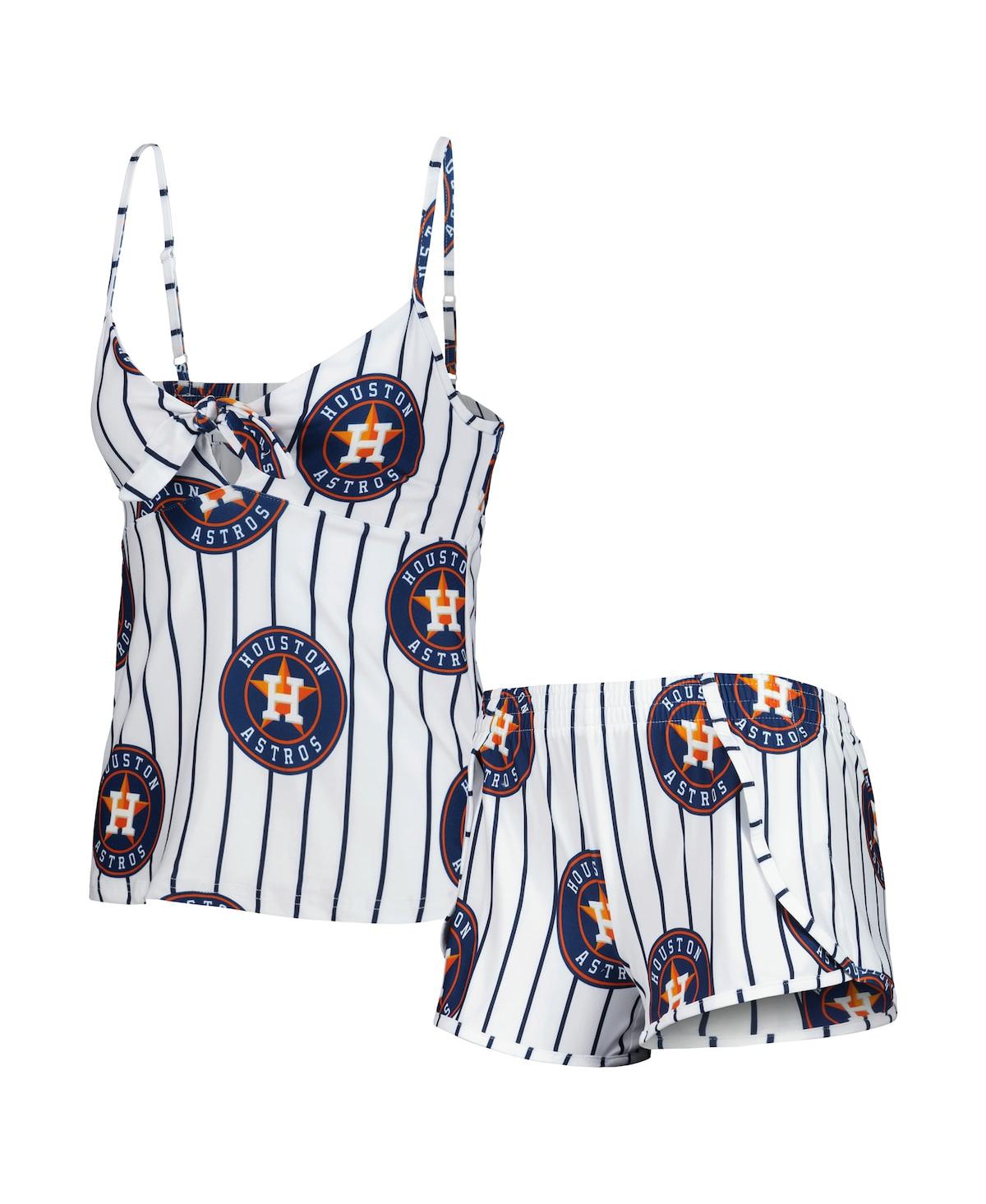 Concepts Sport Women's  White Houston Astros Reel Allover Print Tank Top And Shorts Sleep Set In White