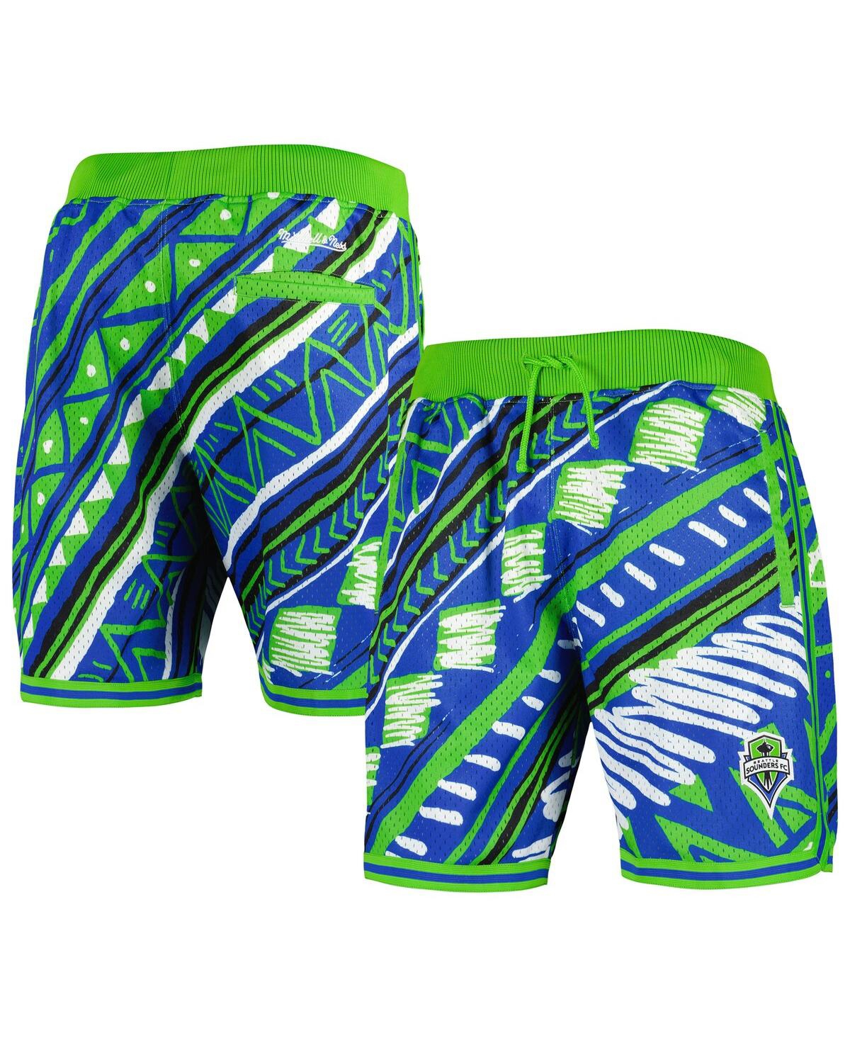 Shop Mitchell & Ness Men's  Blue Seattle Sounders Fc Tribal Fashion Shorts