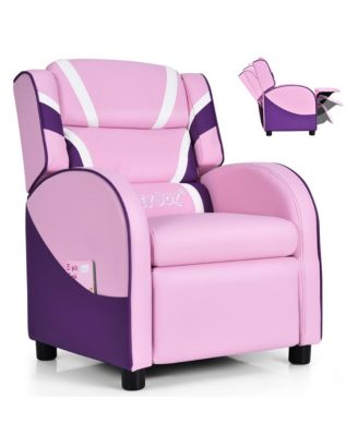 Kids Recliner Chair Gaming Sofa PU Leather Armchair w/Side Pockets