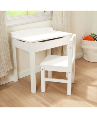 Melissa &amp; Doug Wooden Child&#39;s Lift-Top Desk &amp; Chair - White