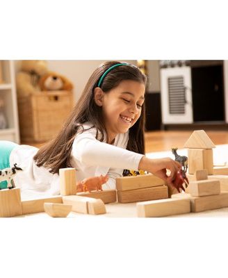 Melissa & Doug Standard Unit Solid-Wood Building Blocks With Wooden Storage Tray (60 pcs)