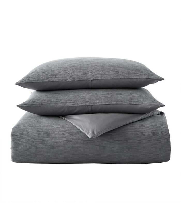 Vera Wang Solid Textured Pleats Jacquard Duvet Cover Sets Collection