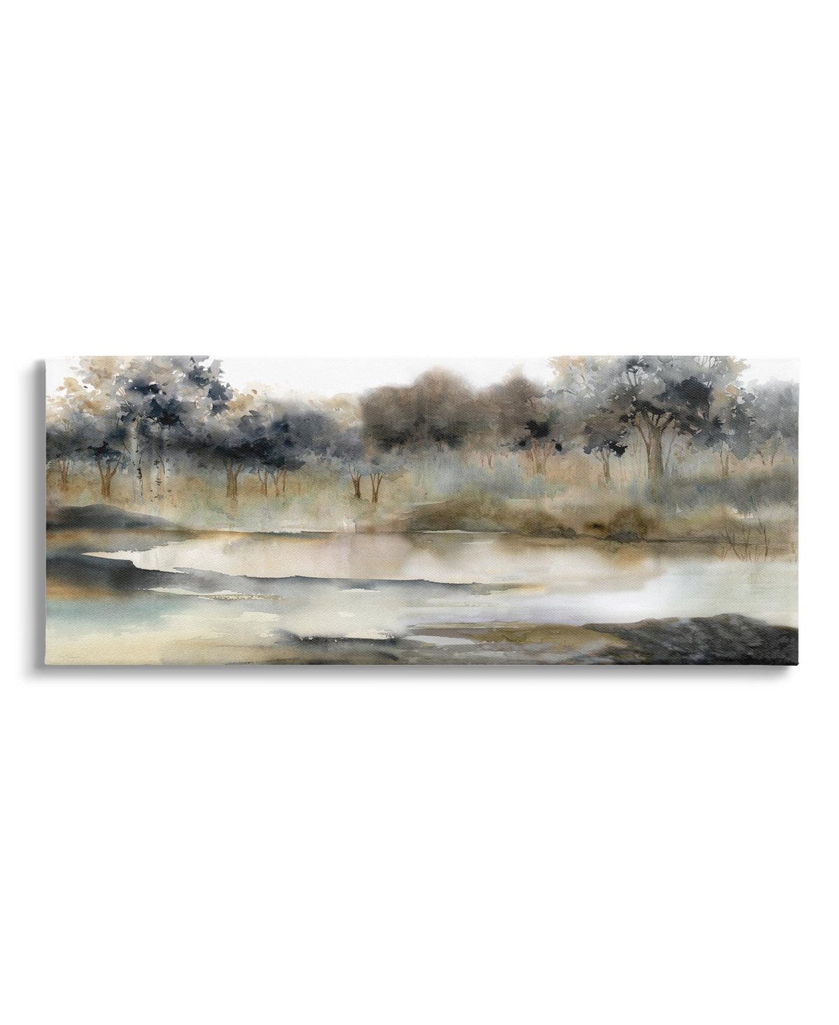 Stupell Industries Trees By Lakeside Landscape Canvas Wall Art, 17" X 1.5" X 40" In Multi-color