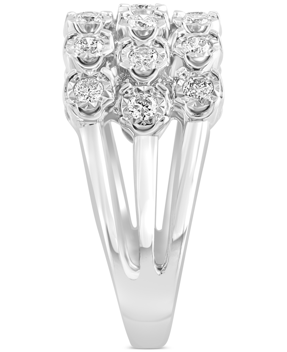 Effy Diamond Triple Row Openwork Ring (1/2 ct. t.w.) in 14k White Gold - 14K White Gold