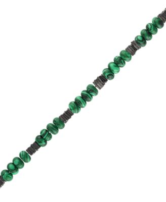 Men's Marine Star Malachite Beaded Bracelet in 14k Gold-Plated Sterling Silver