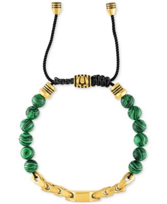 Bulova - Men's Link Beaded Bolo Bracelet in Gold-Plated Stainless Steel