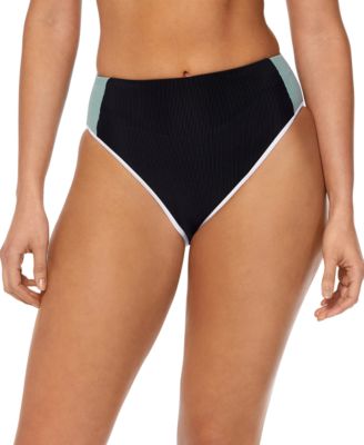 Reebok - Women's Colorblock Ribbed High-Waist Bikini Bottoms