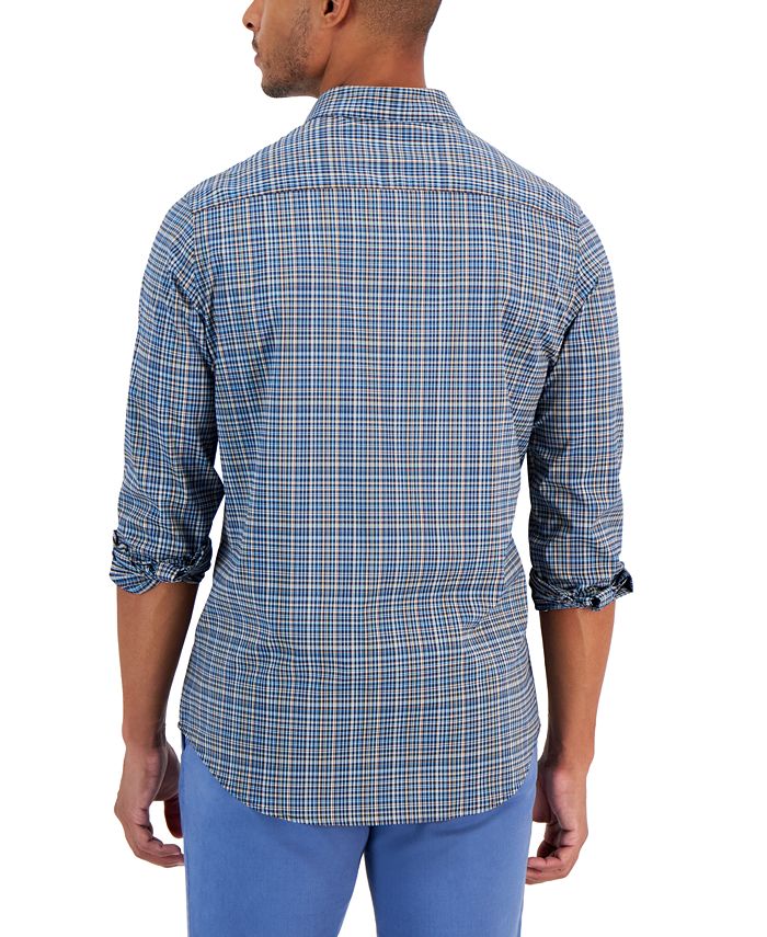 Club Room Men's Regular-Fit Usher Tech Plaid Woven Shirt, Created for ...