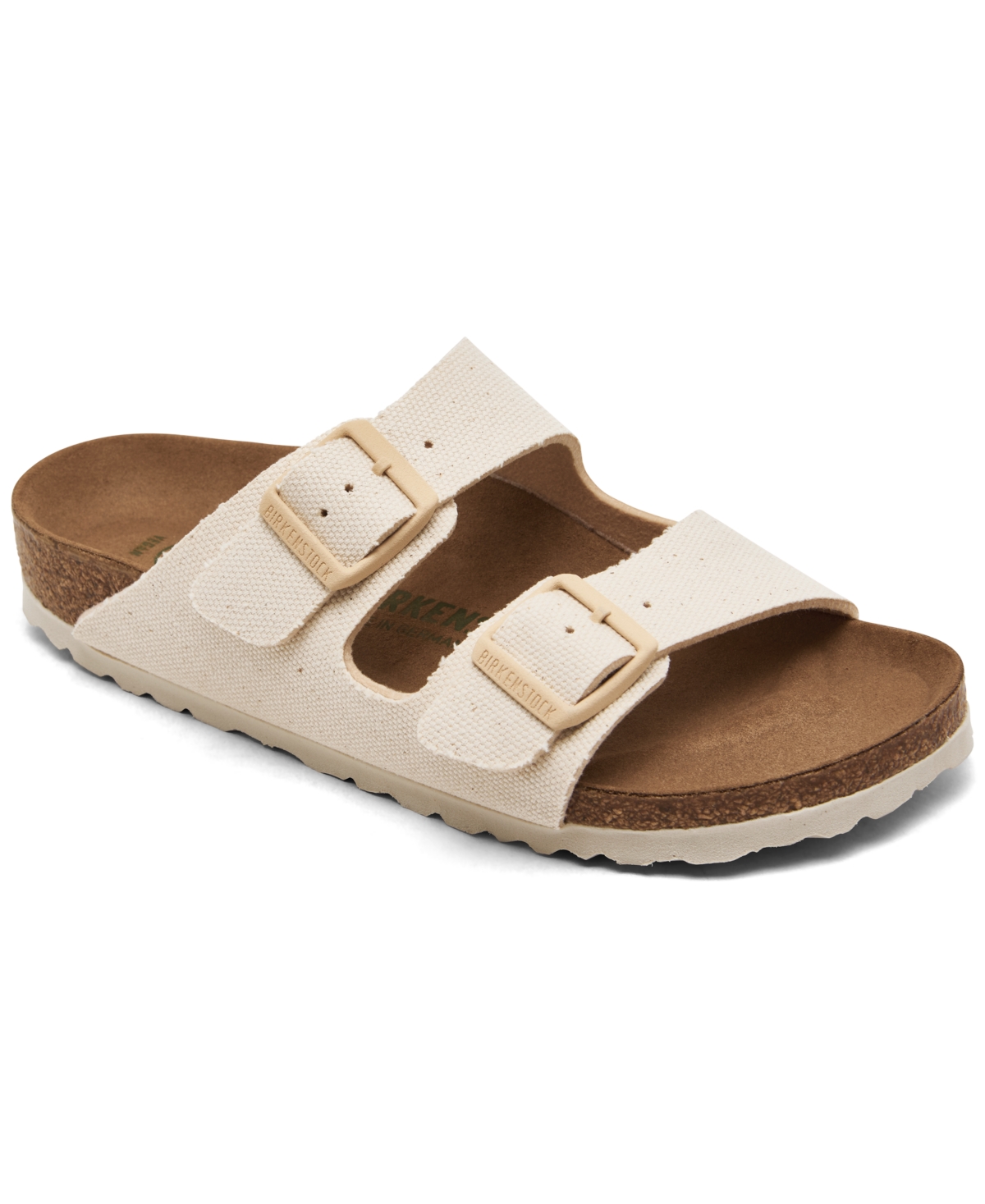 Birkenstock Womens Arizona Big-buckle Two-strap Leather Sandals Ecru Nubuc In Beige,eggshell