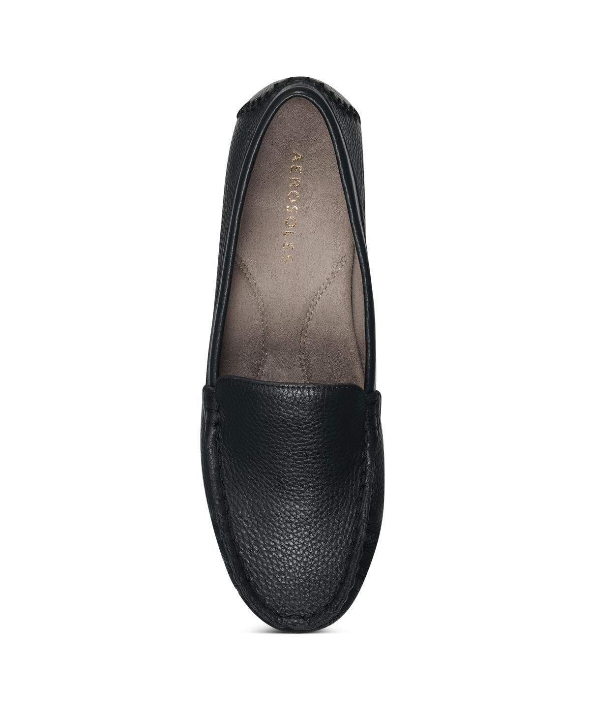 Shop Aerosoles Women's Over Drive Driving Style Loafers In Black Smooth Faux Leather-polyurethane