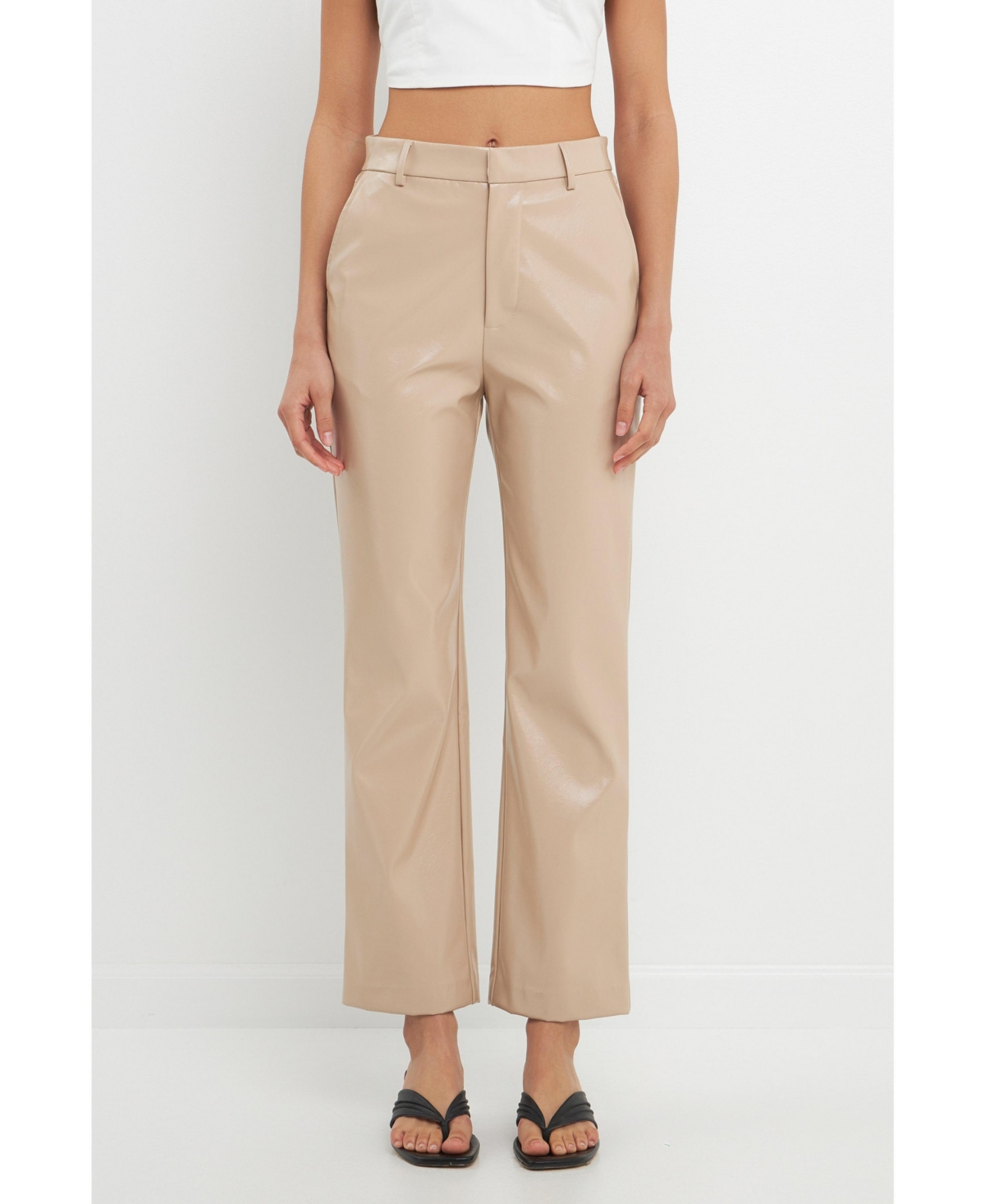 Grey Lab Women's High Waist Pu Pants