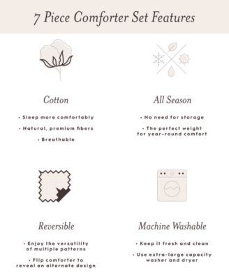 Branch Toile Cotton Reversible 7 Piece Comforter Set, Full/Queen