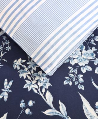 Branch Toile Cotton Reversible 7 Piece Duvet Cover Set, Full/Queen