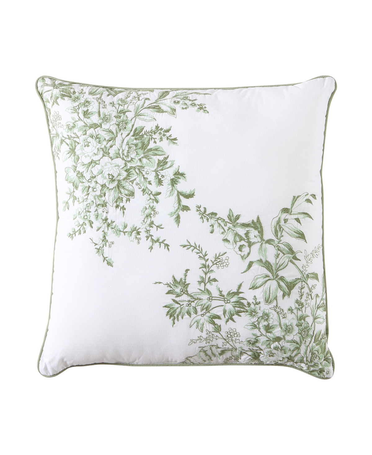 Laura Ashley Bedford Embroidered Decorative Pillow, 20" X 20" In Sage