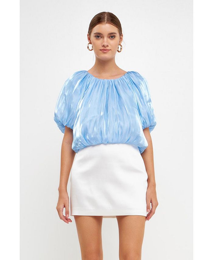 endless rose Women's Sheen Effect Blouson Top - Macy's