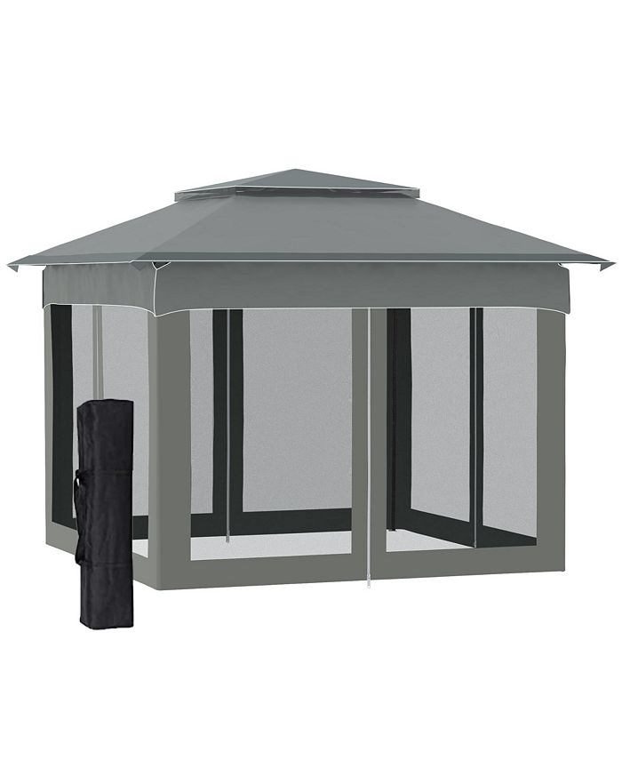 Outsunny 11' x 11' Pop Up Gazebo Outdoor Canopy Shelter with 2