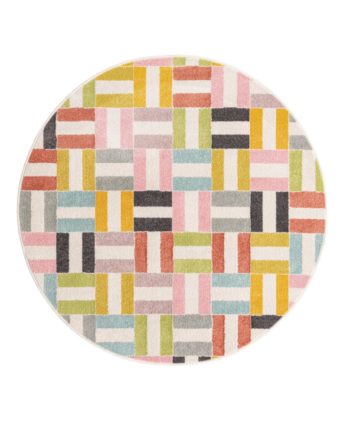 Bayshore Home Campy Kids Chicklets 5'3" X 5'3" Round Area Rug In Multi