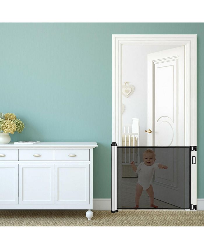 Costway Baby Retractable Mesh Gates Pets Safety Gate Easy Latch Indoor
