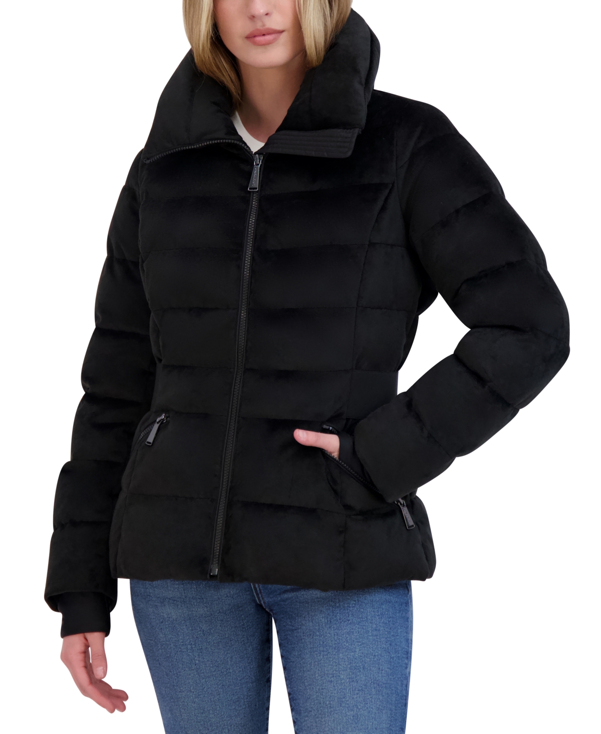 Women's Faux-Fur Puffer Coat - Black