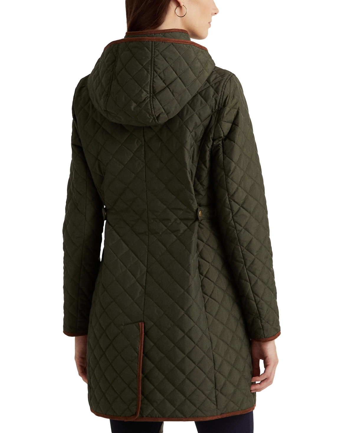 Lauren Ralph Lauren Petite Hooded Quilted Faux-Suede-Trim Coat
