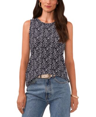 Vince Camuto - Women's Printed Keyhole-Back Tank Top