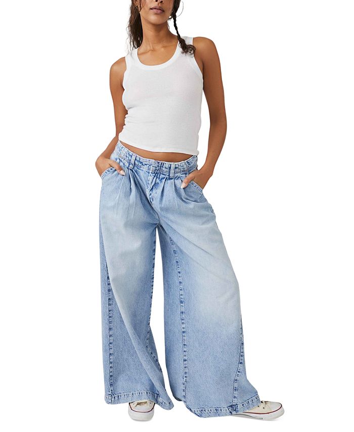 Free People Women's Equinox Cotton Trouser Jeans - Macy's