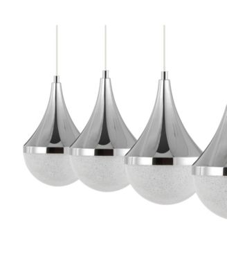 Elena Teardrop 47" 4-Light Modern Mid-Century Iron, Acrylic Integrated Linear LED Pendant