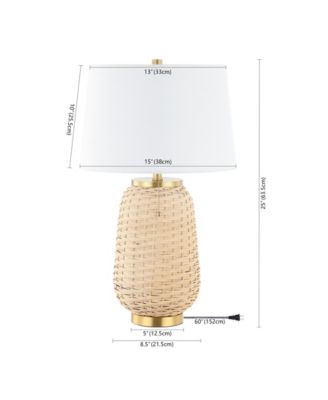 Chakrii 25" Rustic Bohemian Iron, Rattan LED Table Lamp with Pull-Chain