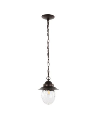 Manteo 8.25" 1-Light Farmhouse Industrial Iron, Glass Outdoor LED Pendant
