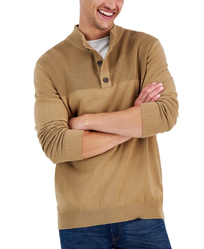 Tommy Hilfiger Men's Regular-Fit Pima Cotton Cashmere Blend 1/4-Zip Mock  Neck Sweater - Macy's